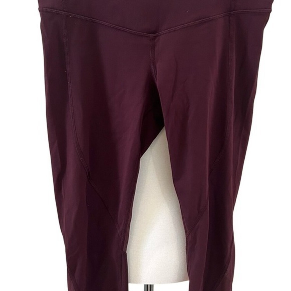 Lululemon Tight Stuff Tight Burgundy Mesh Panel Running Leggings Pink Zip Size 6 - Picture 4 of 11